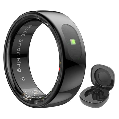 Smart Ring R08 Womens Men Electronic Smartring 5ATM Waterproof Blood Oxygen Pressure Health Monitor with Charging Case for Phone