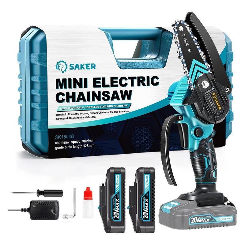 Saker Mini Cordless Chainsaw - 6-Inch Handheld with Safety Lock, Ideal Gift for Family and Friends!