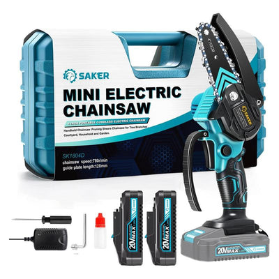 Saker Mini Cordless Chainsaw - 6-Inch Handheld with Safety Lock, Ideal Gift for Family and Friends!
