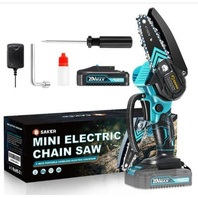 Saker Mini Cordless Chainsaw - 6-Inch Handheld with Safety Lock, Ideal Gift for Family and Friends!