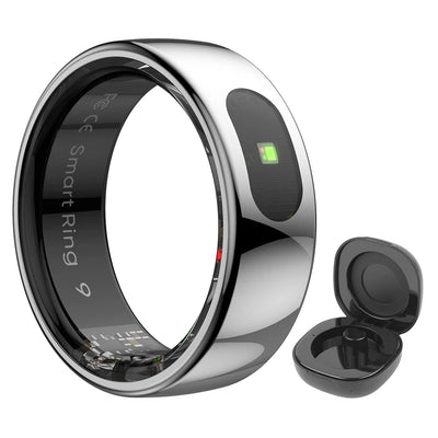 Smart Ring R08 Womens Men Electronic Smartring 5ATM Waterproof Blood Oxygen Pressure Health Monitor with Charging Case for Phone