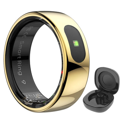 Smart Ring R08 Womens Men Electronic Smartring 5ATM Waterproof Blood Oxygen Pressure Health Monitor with Charging Case for Phone