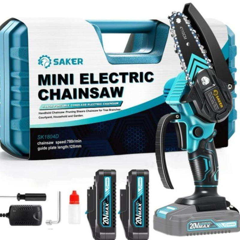 Saker Mini Cordless Chainsaw - 6-Inch Handheld with Safety Lock, Ideal Gift for Family and Friends!